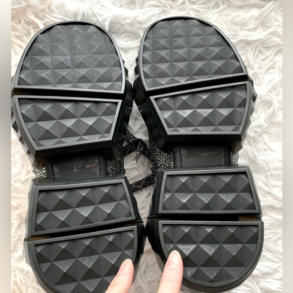 NEW Jimmy Choo’s Diamond Swarovski crystal F trainers in smoke metallic - Picture 12 of 13